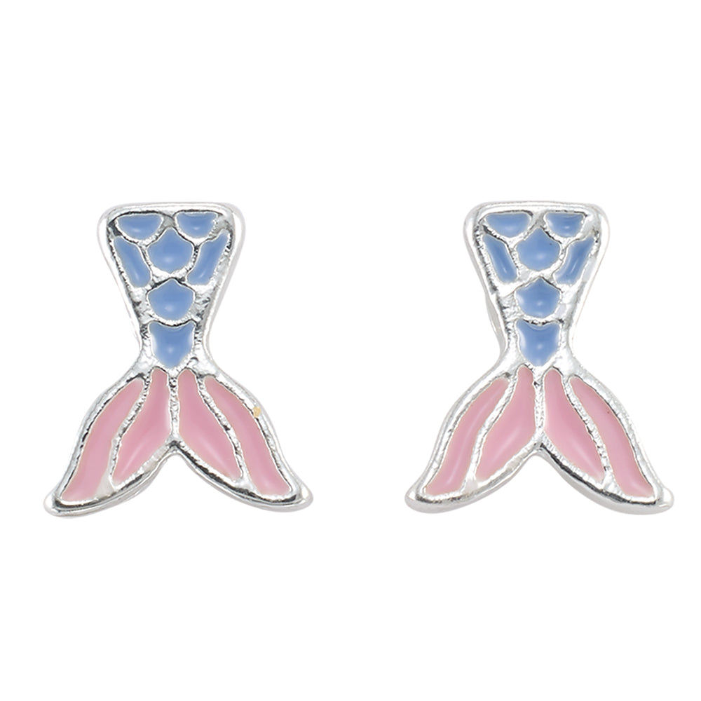 Enamel Mermaid Tail Stud Earrings