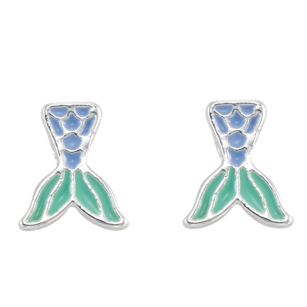 Enamel Mermaid Tail Stud Earrings