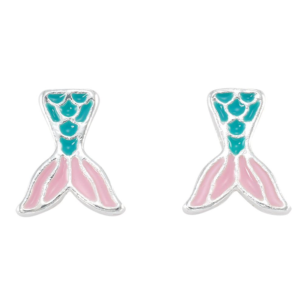 Enamel Mermaid Tail Stud Earrings