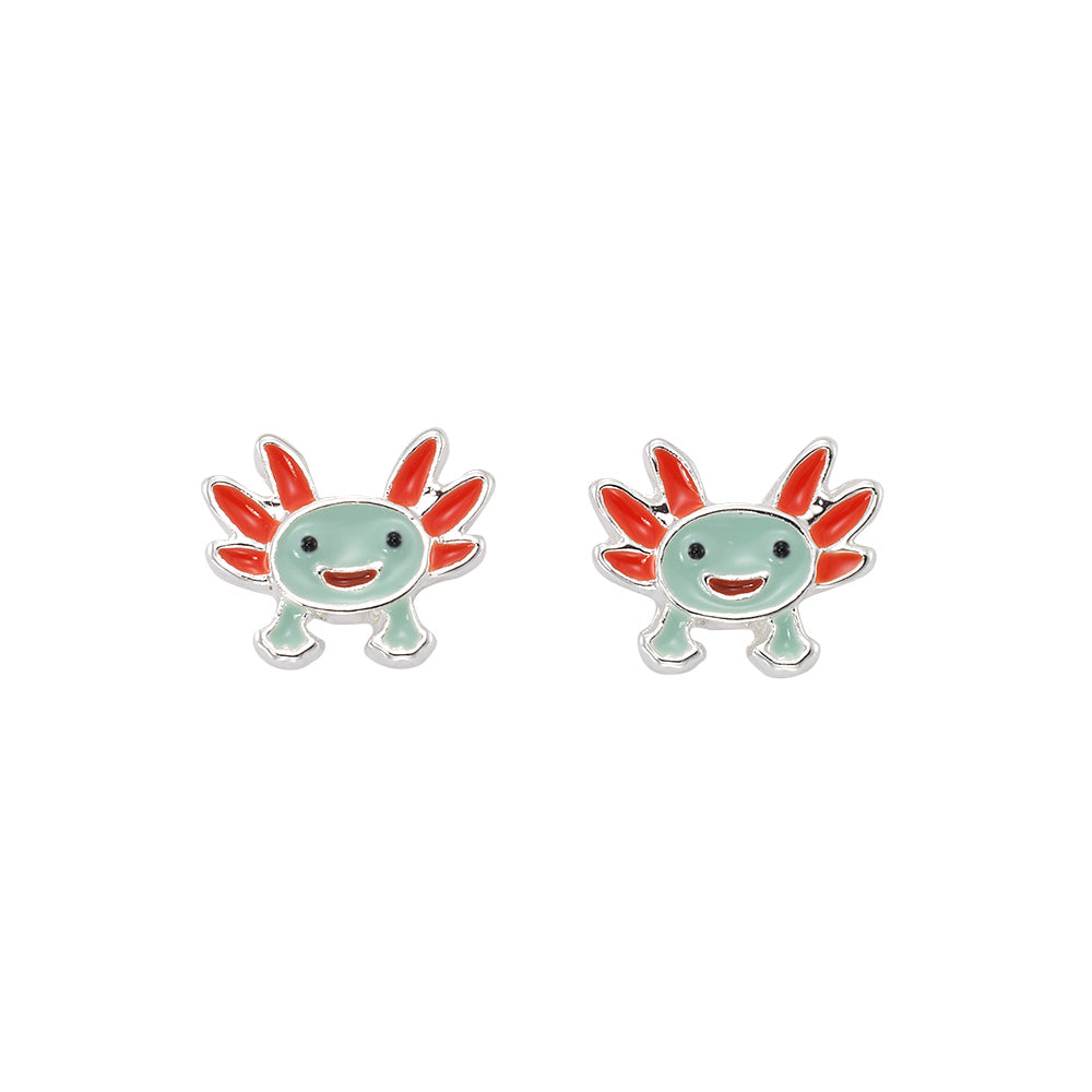 Enamel Axolotl Stud Earrings