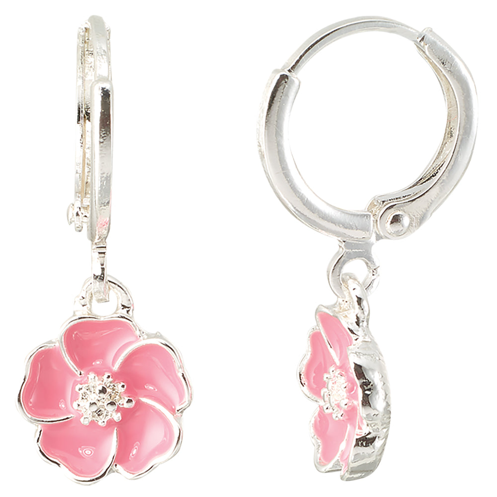 Enamel Flower Huggie Earrings