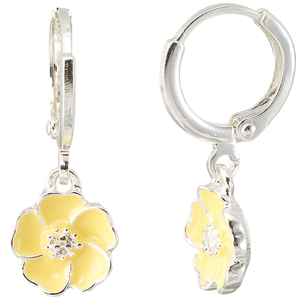 Enamel Flower Huggie Earrings