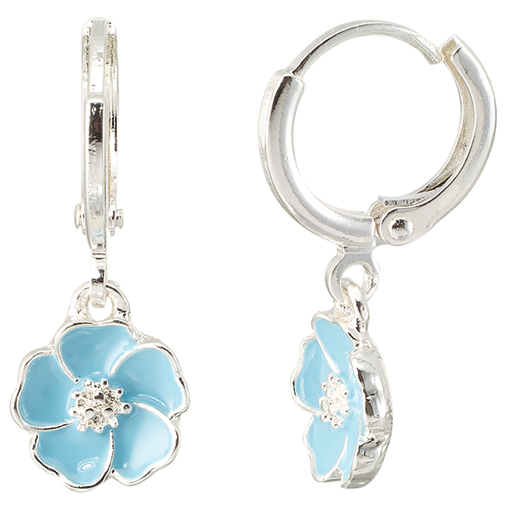 Enamel Flower Huggie Earrings