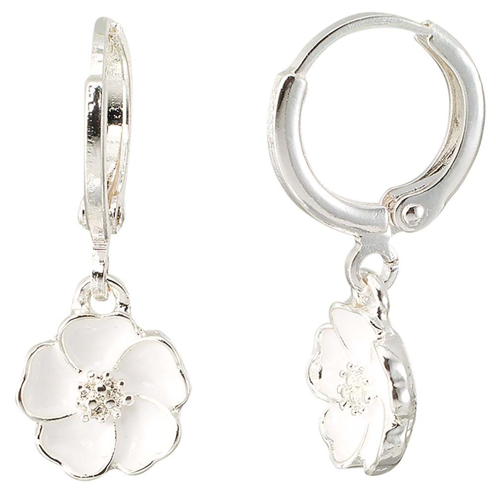 Enamel Flower Huggie Earrings