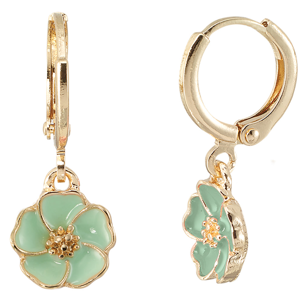 Enamel Flower Huggie Earrings
