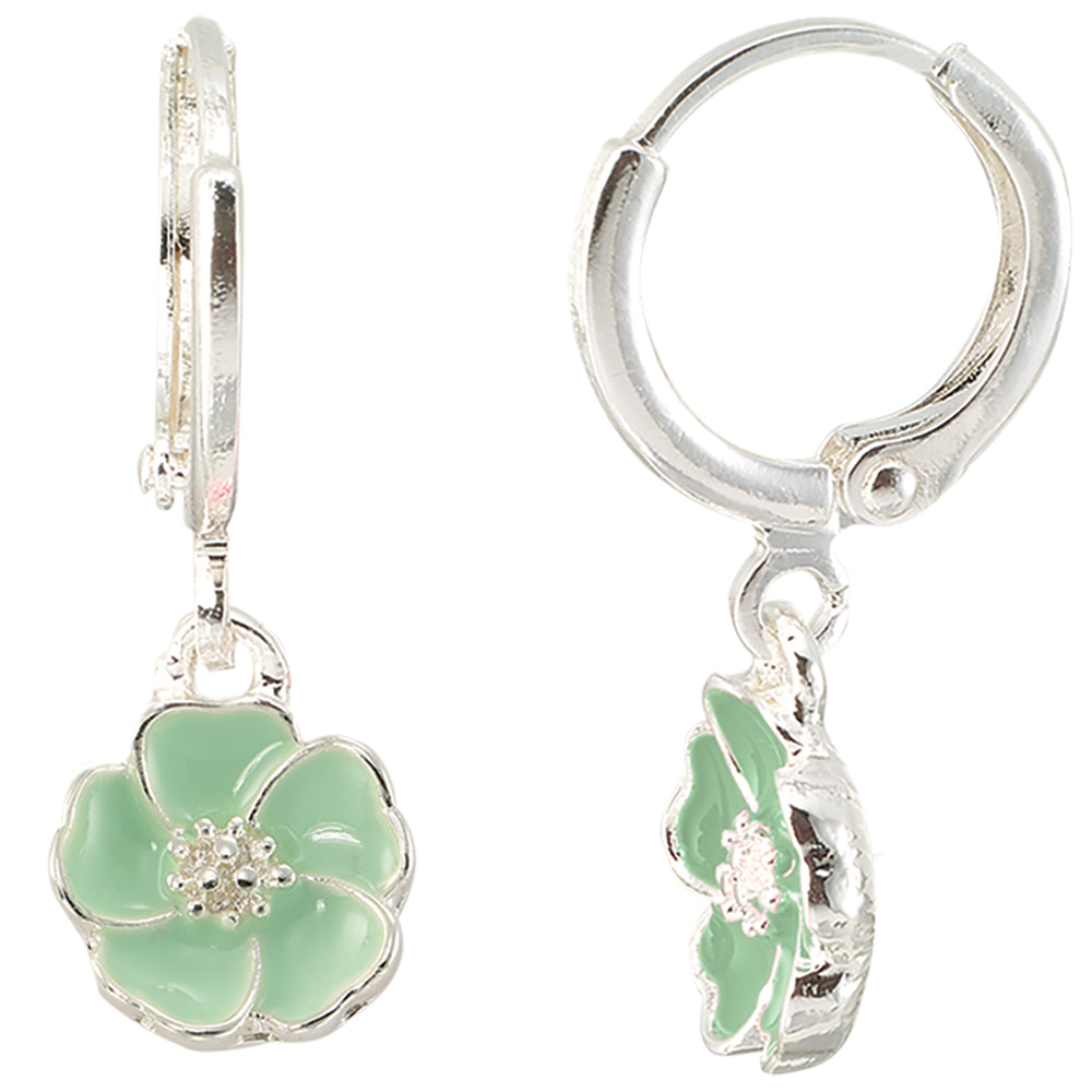 Enamel Flower Huggie Earrings