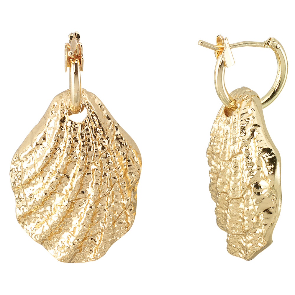 Pearlized Enamel Oyster Pearl Huggie Earrings