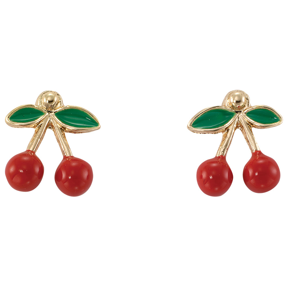 Enamel Cherries Stud Earrings