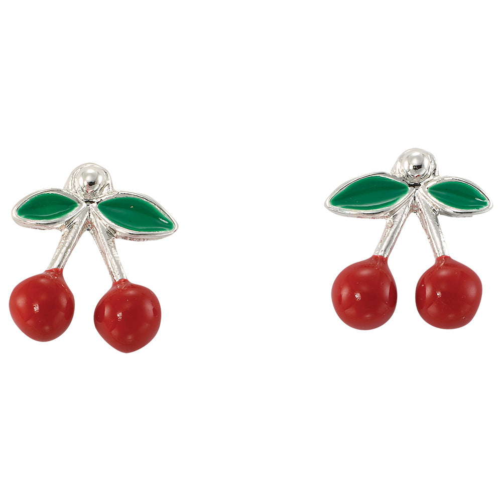 Enamel Cherries Stud Earrings