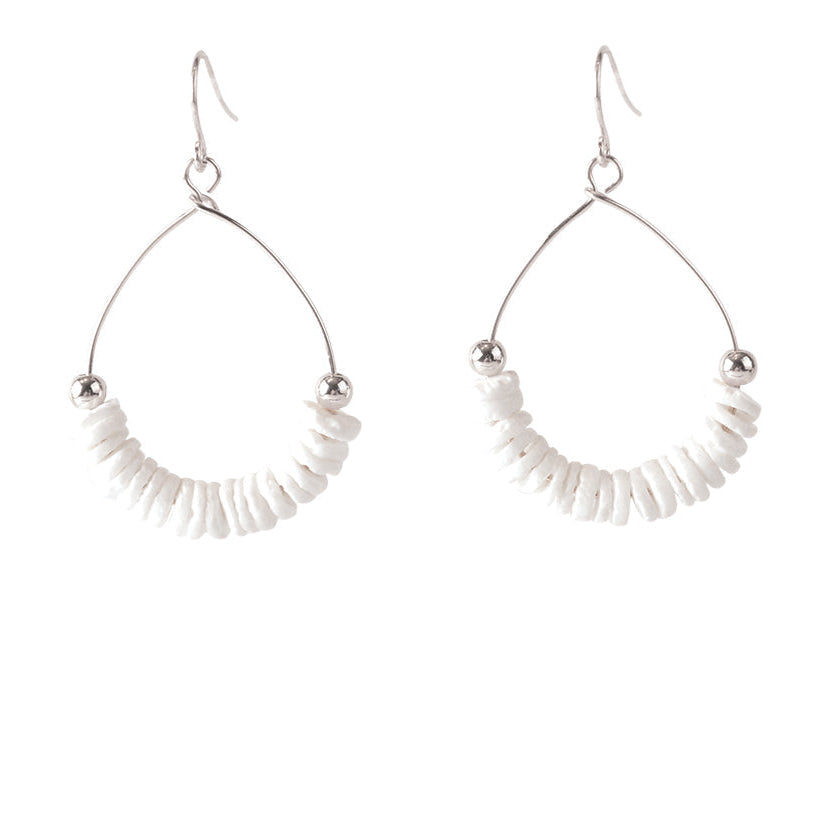 Round Cut Shell Chip Oval Earrings