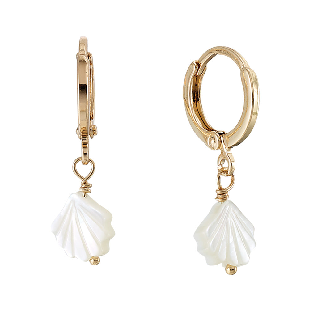 Dainty Mother of Pearl Shell Huggie Earrings