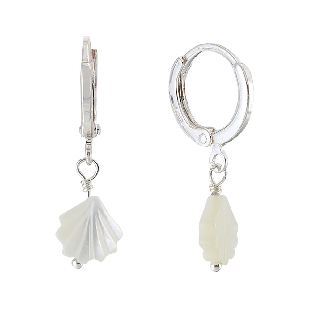 Dainty Mother of Pearl Shell Huggie Earrings