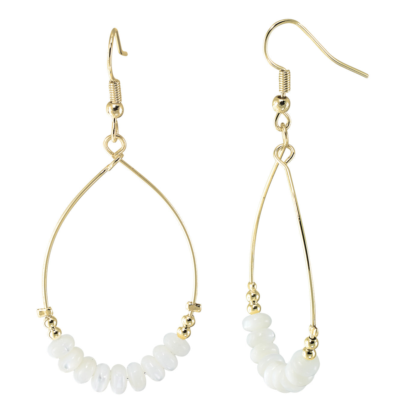 Mother of Pearl Oval Hoop Dangle Earrings