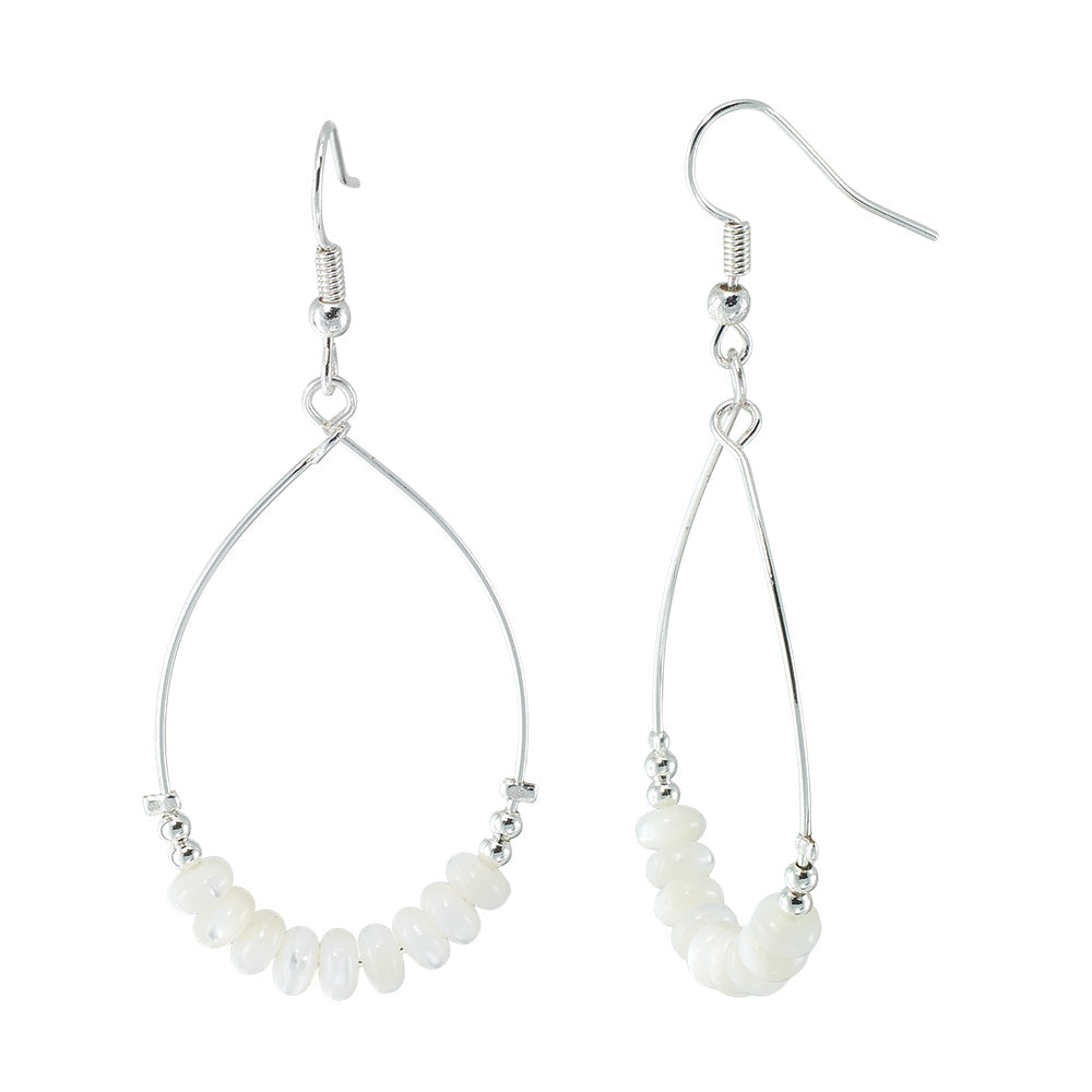 Mother of Pearl Oval Hoop Dangle Earrings