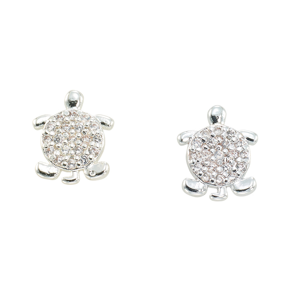 Crystal Turtle Stud Earrings