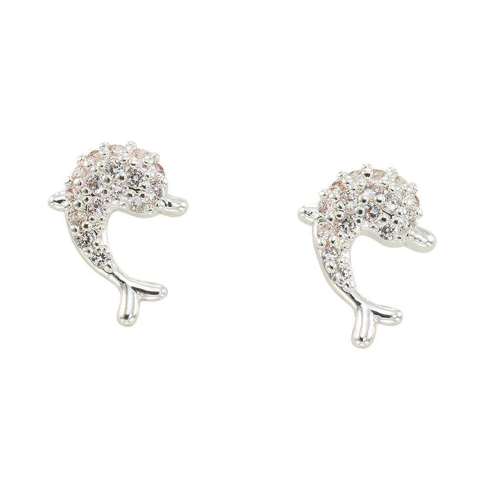 Crystal Dolphin Stud Earrings