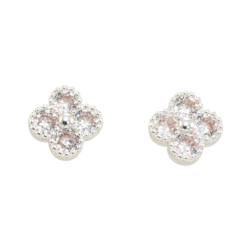Crystal Clover Stud Earrings