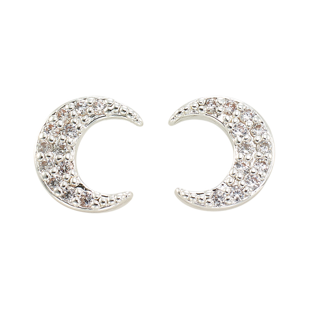 Crystal Moon Stud Earrings