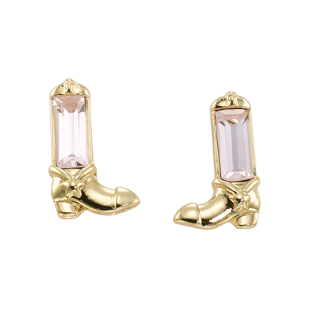 Crystal Cowgirl Boot Stud Earrings