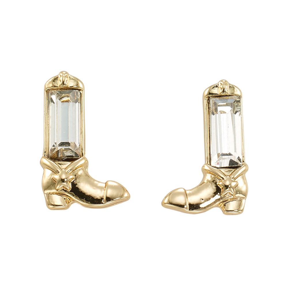Crystal Cowgirl Boot Stud Earrings