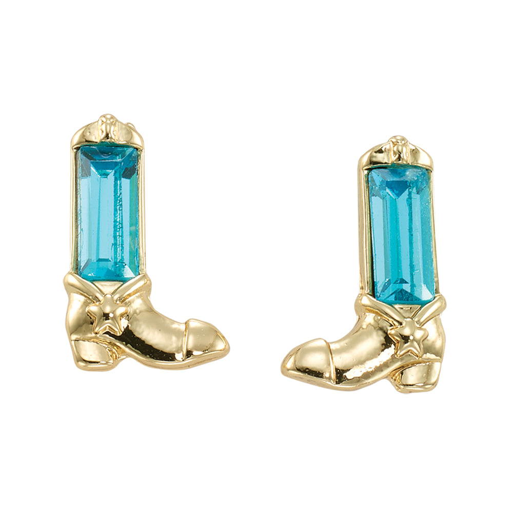 Crystal Cowgirl Boot Stud Earrings