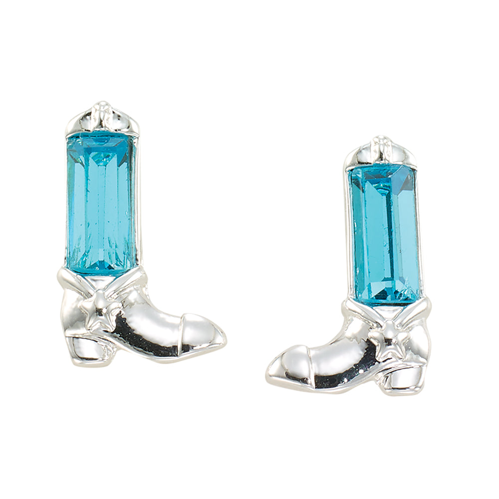 Crystal Cowgirl Boot Stud Earrings