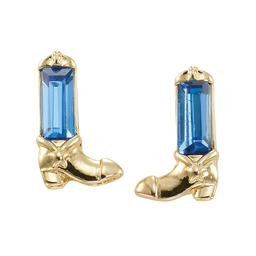 Crystal Cowgirl Boot Stud Earrings