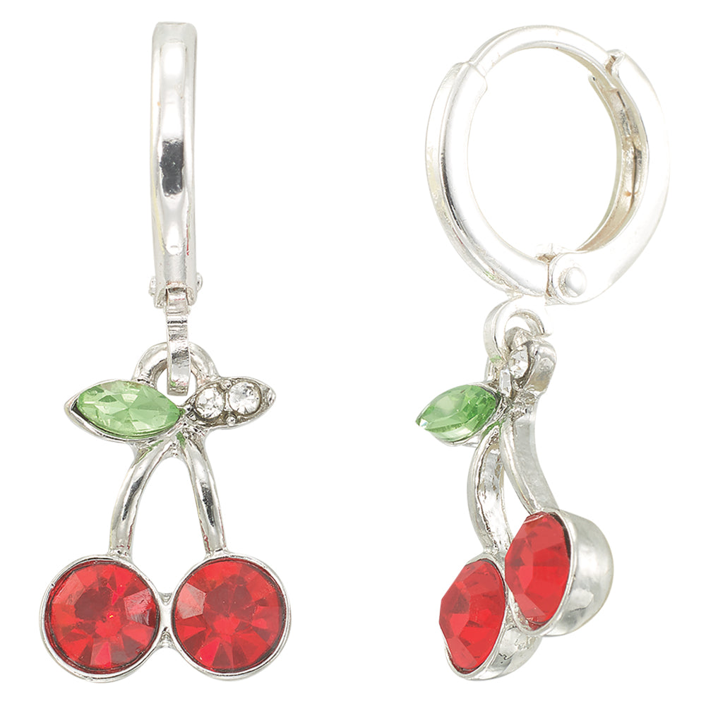 Crystal Cherries Huggie Earrings