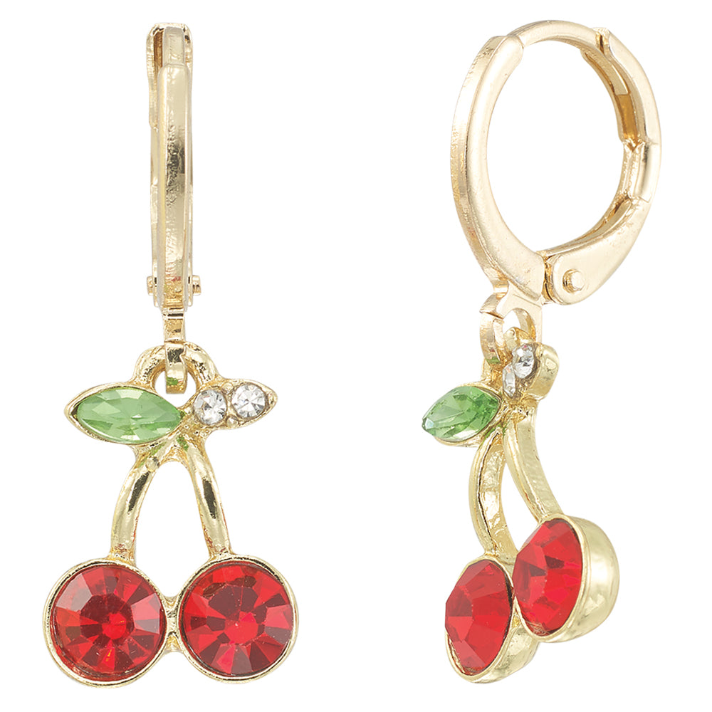 Crystal Cherries Huggie Earrings
