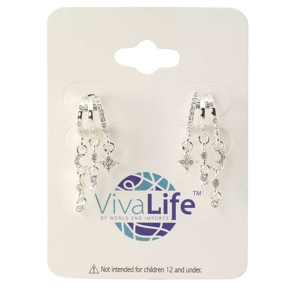 Triple Crystal Celestial Huggie Earrings