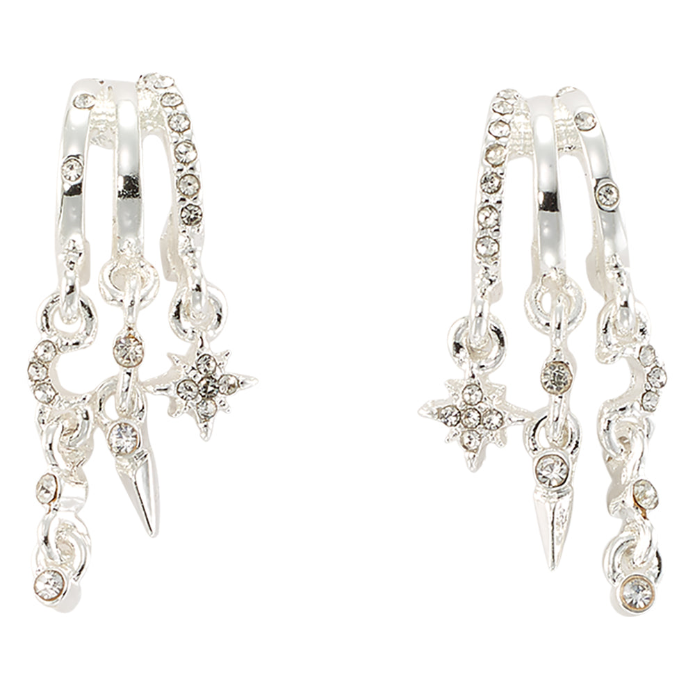 Triple Crystal Celestial Huggie Earrings