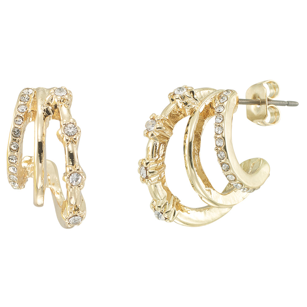 Triple Crystal Huggie Earrings