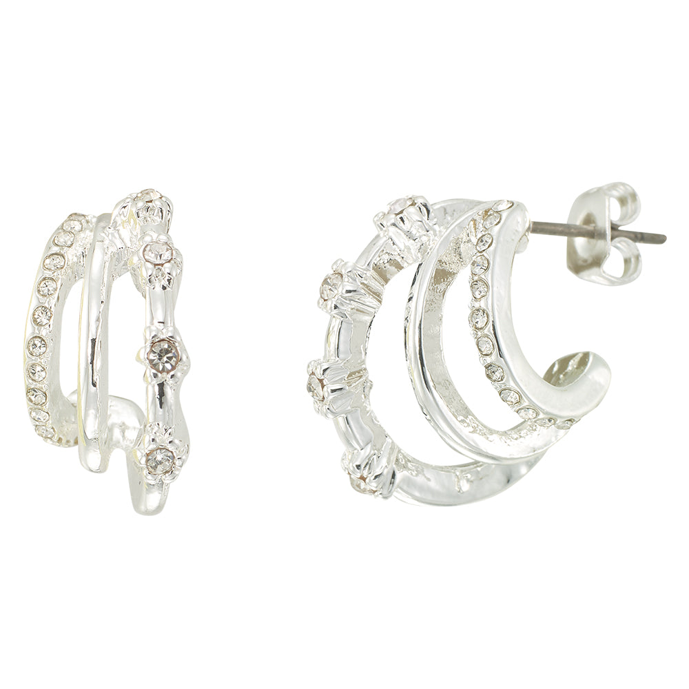 Triple Crystal Huggie Earrings