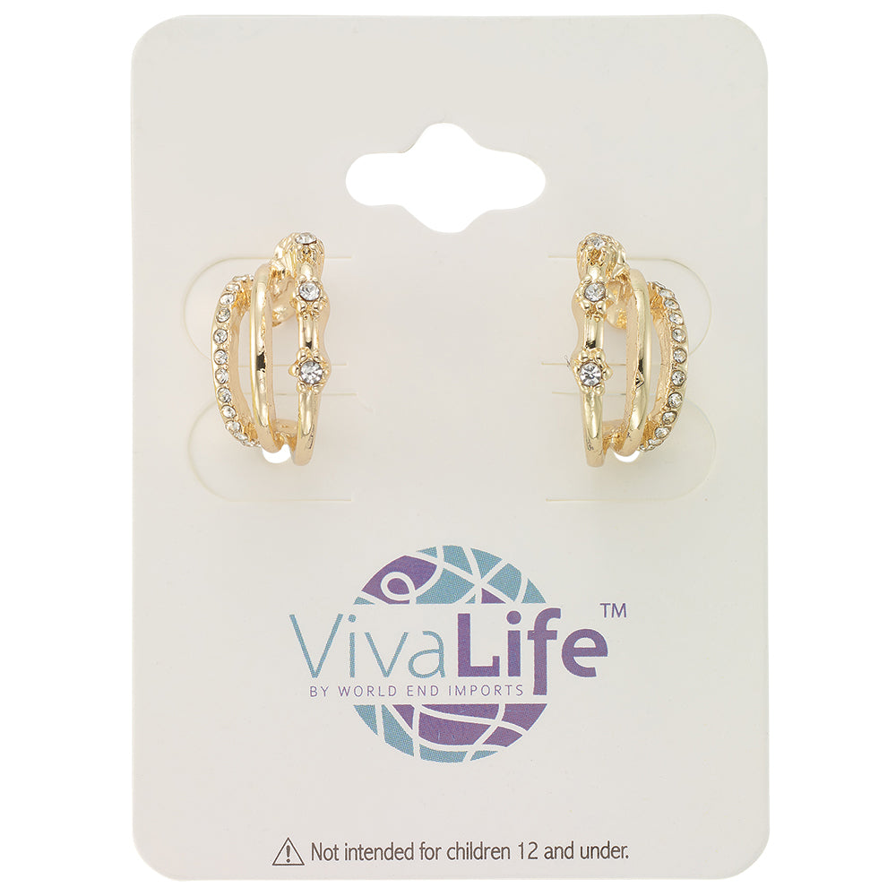 Triple Crystal Huggie Earrings