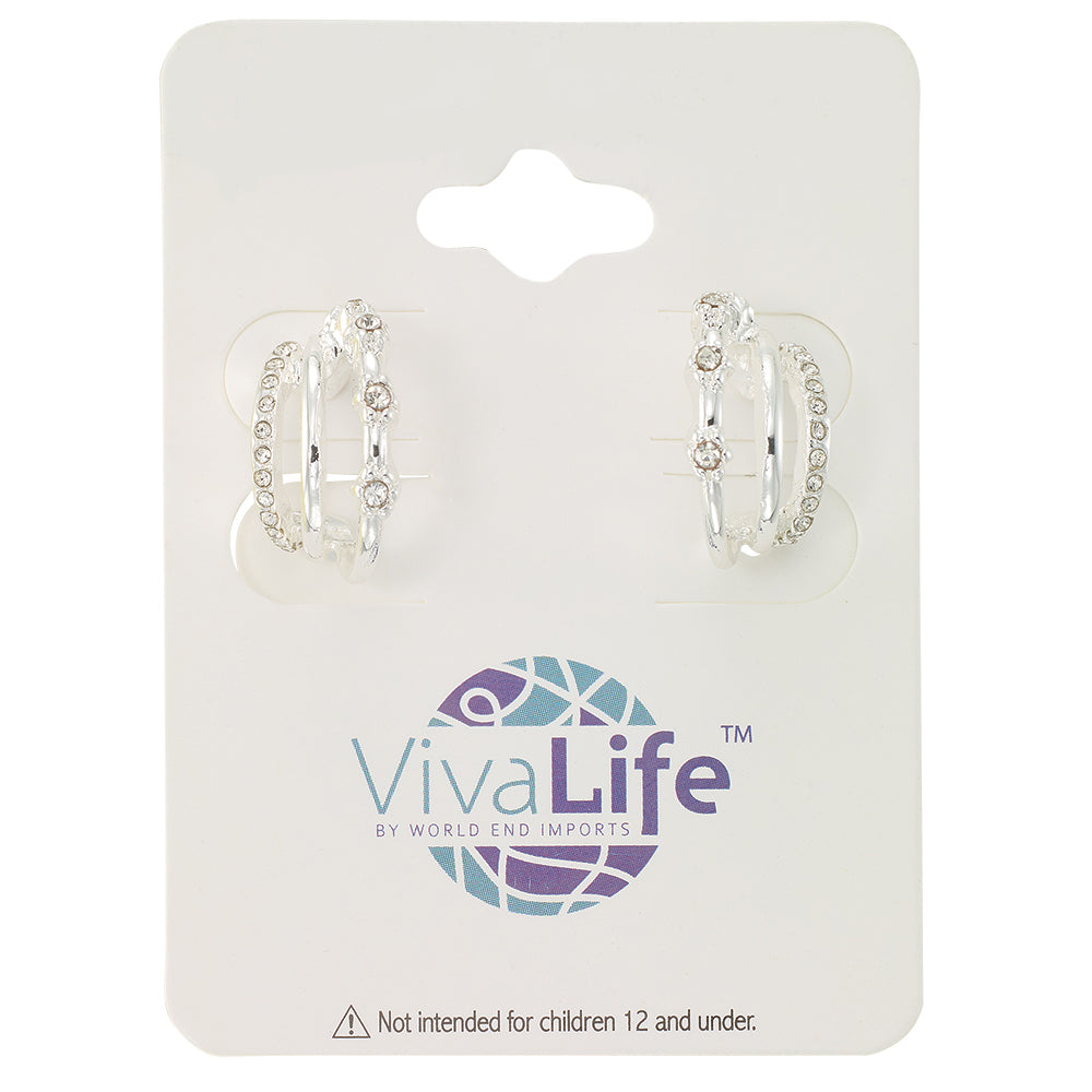 Triple Crystal Huggie Earrings