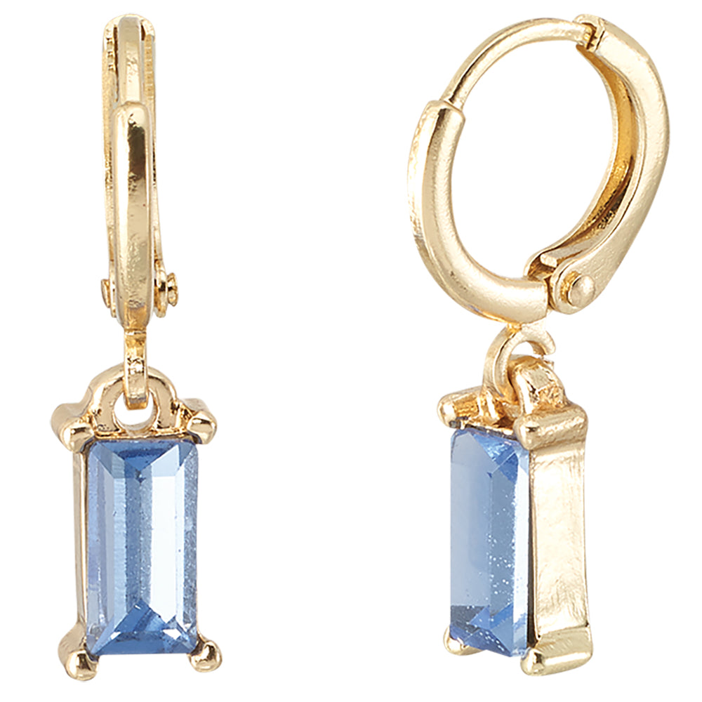 Crystal Rectangle Dangle Huggie Earrings