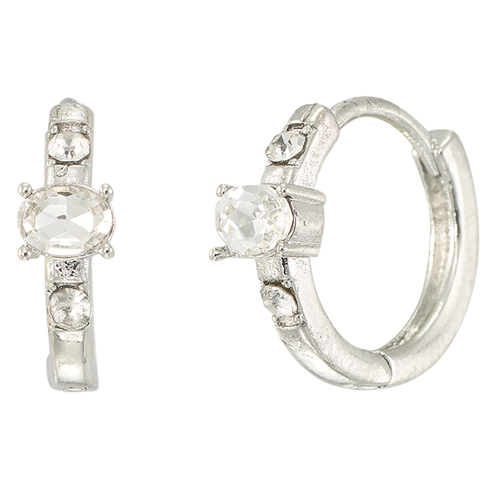 Mini Oval Crystal Huggie Earrings