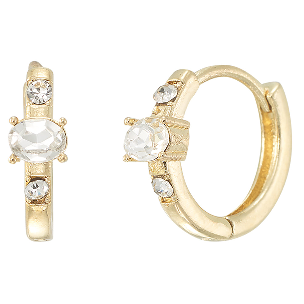 Mini Oval Crystal Huggie Earrings