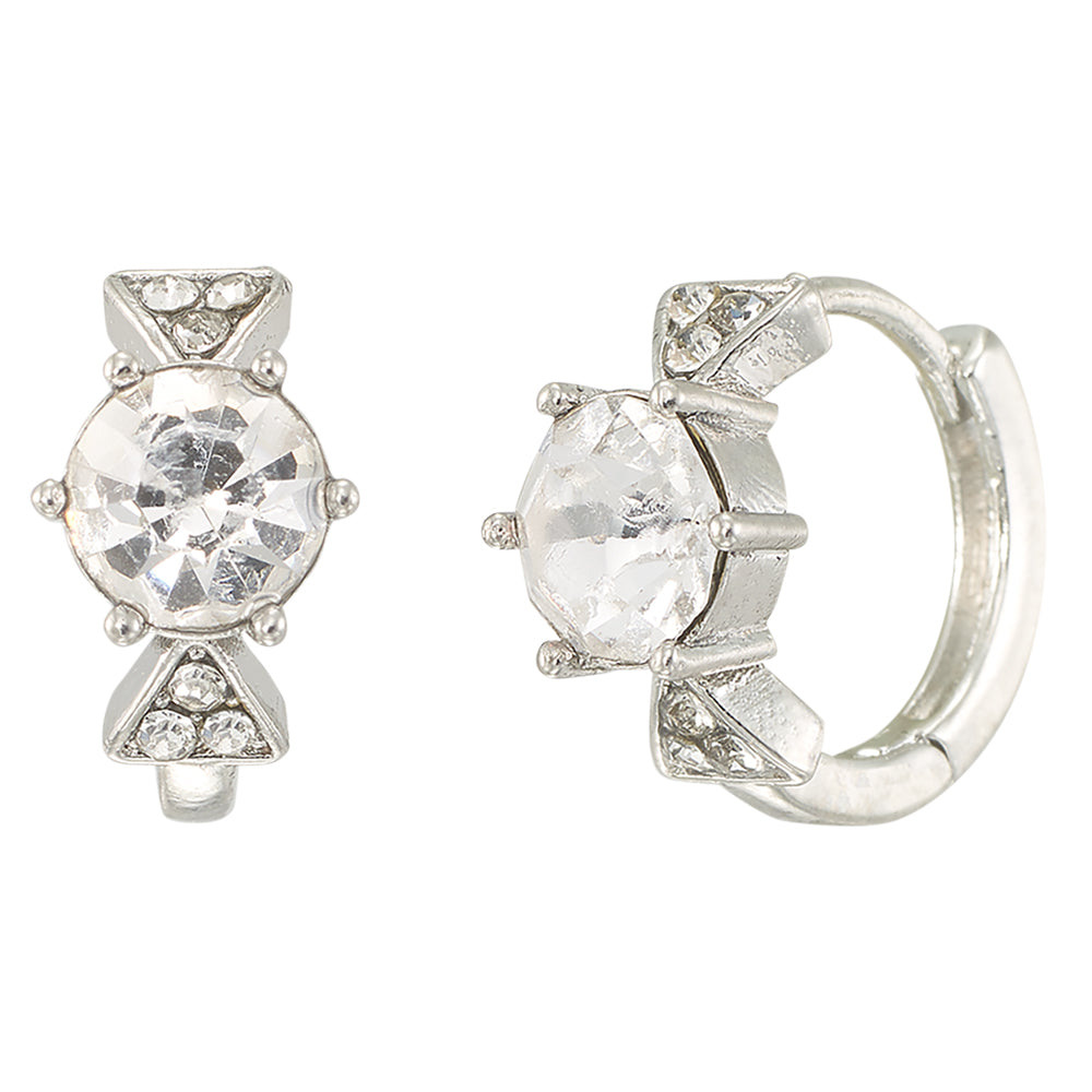 Large Crystal Mini Huggie Earrings