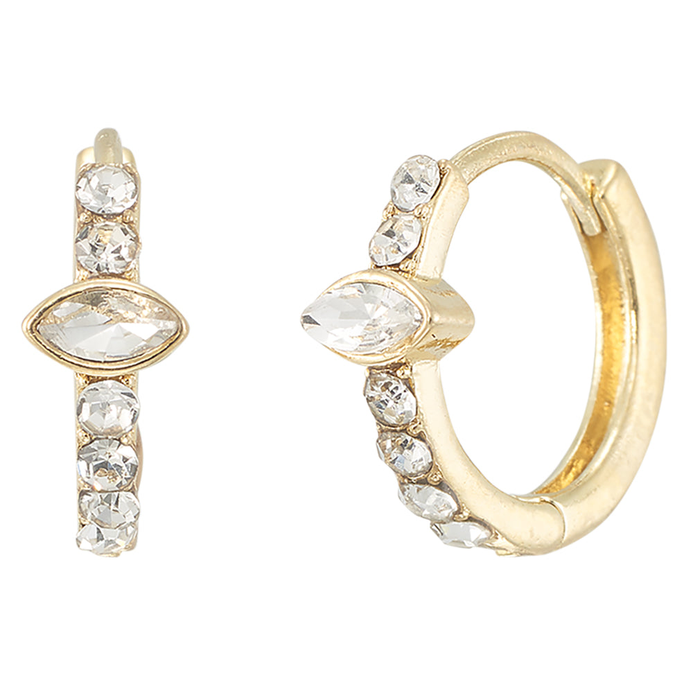 Mini Beveled Crystal Huggie Earrings