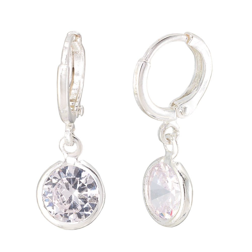 Round Crystal Drop Huggie Earrings