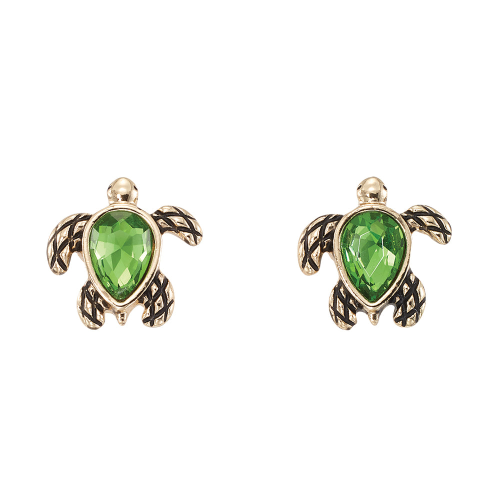 Gold Turtle Stud Earrings