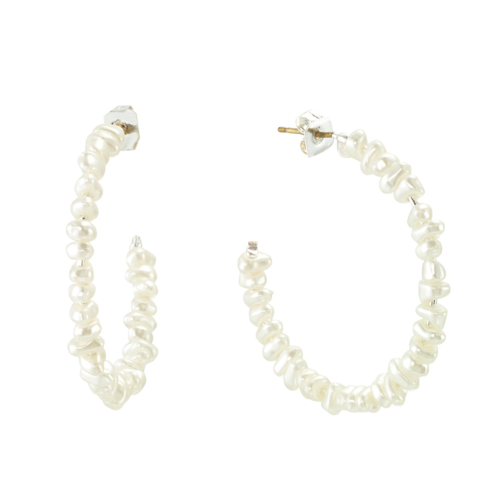 Open-Back Pearl Hoop Earrings