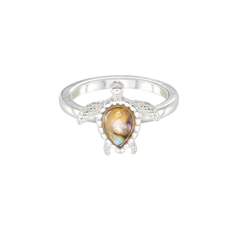 Silver Abalone Turtle Ring