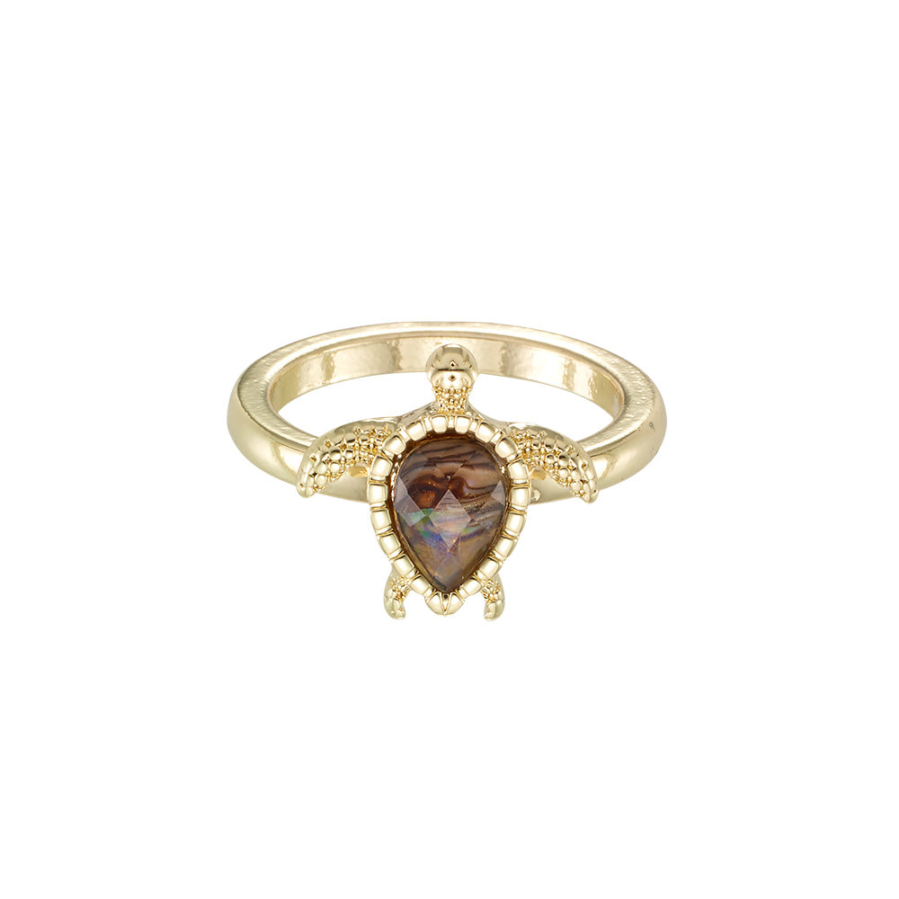 Gold Abalone Turtle Ring