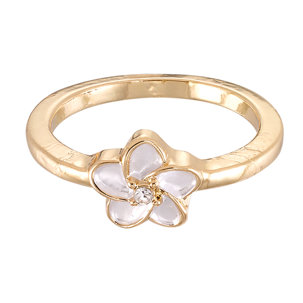 Enamel Hibiscus Flower Ring