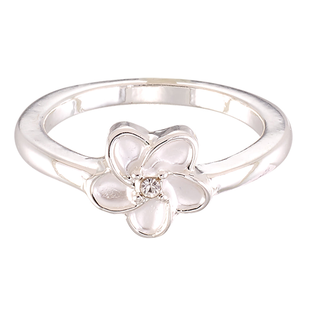 Enamel Hibiscus Flower Ring