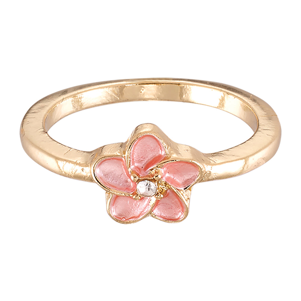 Enamel Hibiscus Flower Ring