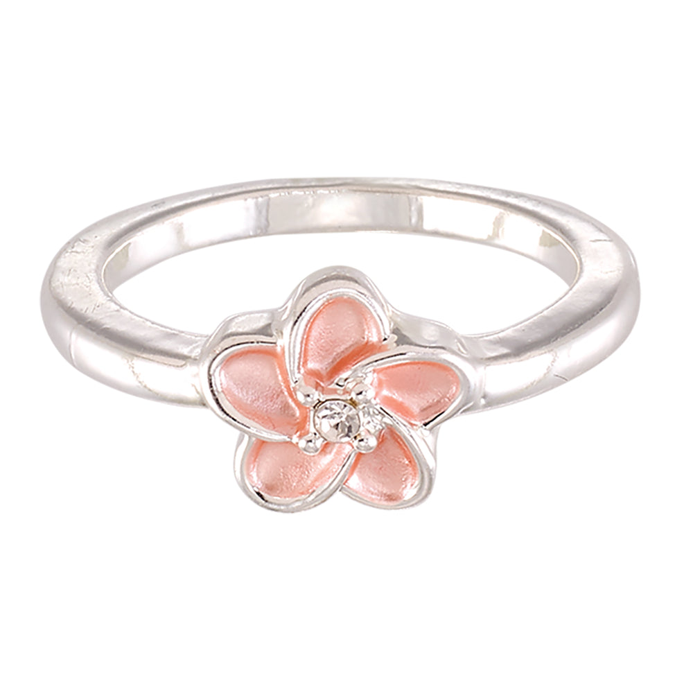 Enamel Hibiscus Flower Ring