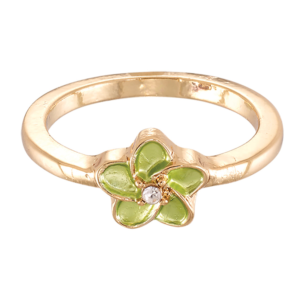 Enamel Hibiscus Flower Ring